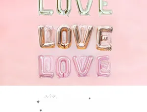Lot de ballons LOVE en aluminium de 32 pouces en argent, or rose et rose pour mariage
