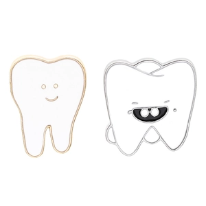 Cartoon Tooth Enamel Brooches Pins Zinc Alloy Drip Oil Cute Smile Sunglasses Badge For Dentist Gift Backpack Accessory