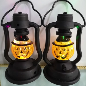Halloween LED pumpkin lantern vintage portable hurricane lamp festival party night light decor