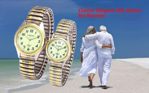 Close-up of elastic watch band with clear Arabic numerals for elderly legibility