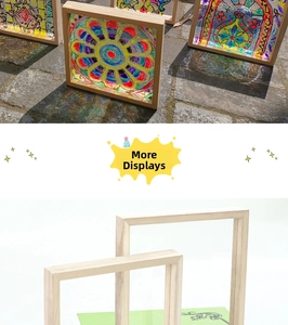 Detailed view of natural wood shadow box frame with transparent acrylic glass panels