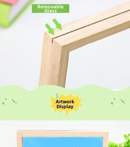 Detail view of the removable acrylic glass slot on the smooth solid wood photo frame