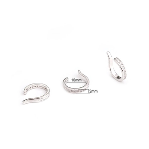 Lot de 3 ear cuffs en forme de U avec oxydes de zirconium sertis, finition argentée