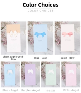 Detailed collection of greeting cards with 3D bows and wings in various pastel colors