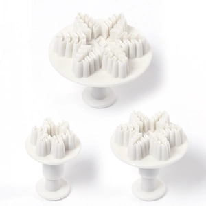 3pcs white plastic snowflake plunger cutters for professional DIY baking and cookies