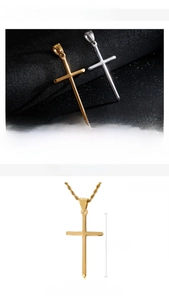 Detailed size specifications of minimalist 48x30mm stainless steel cross pendants