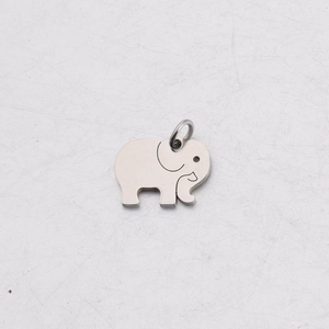 Polished stainless steel elephant pendant charm with jump ring for DIY jewelry making