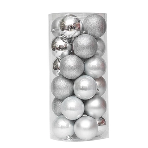 Set of 24 silver 3cm Christmas ball ornaments in shiny matte and glitter finishes