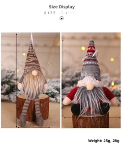 Detailed comparison of two knit Christmas gnomes in various sizes for festive hanging decor