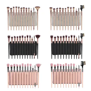 Foundation Brush Eyeshadow Brush Powder Brush Soft Synthetic Bristles Plastic Handle With Portable Travel Zipper Bag