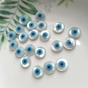 Natural white mother of pearl evil eye beads for DIY jewelry making accessories