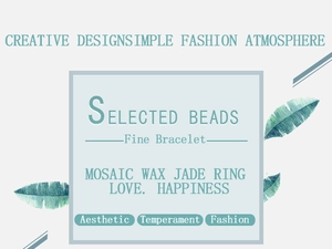 Creative lifestyle poster featuring handcrafted beads bracelet and mosaic wax jade ring