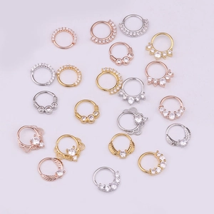 Set aus Zirkonia-Piercingsteckern und Nasenringen in Gold, Silber und Roségold