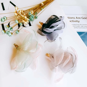 DIY chiffon petal tassels with golden caps for elegant earring making and hair accessories
