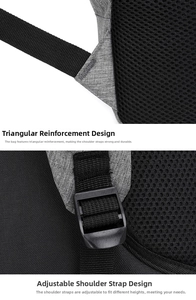 Macro shot of triangular reinforced stitching and adjustable shoulder strap buckle on the bag