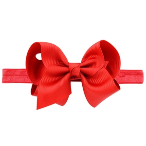 Bright red grosgrain ribbon bow headband with high elasticity for babies and infants