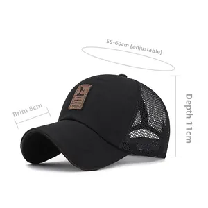 Detail of breathable mesh back and adjustable strap on a casual black baseball cap