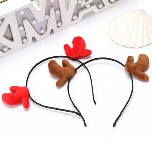 Christmas reindeer antler headband set in red and brown with plush finish