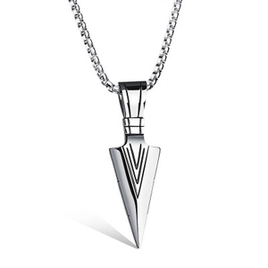 Arrowhead Pendant Necklace Titanium Stainless Steel Retro Geometric Jewelry For Men Hip Hop Style Cool Viking Jewelry