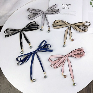 Écharpe Mince Ruban De Satin Étroit Pour Femmes Avec Pendentifs En Perles De Cristal Bandeau Élégant Cravate Ceinture