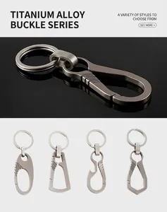 Macro view of matte titanium alloy keychain featuring a geometric industrial bottle opener design