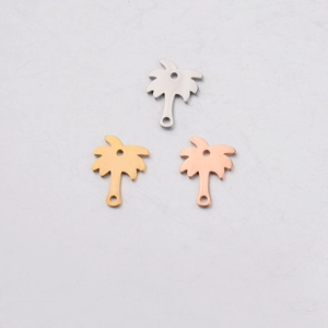 Coconut Palm Tree Pendants Stainless Steel Hollow Out Mirror Polished Small Charms DIY Jewelry Making Accessories Tropical