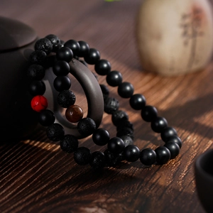 Retro 8mm lava rock bead bracelet with natural tiger eye and marble stones for men and women