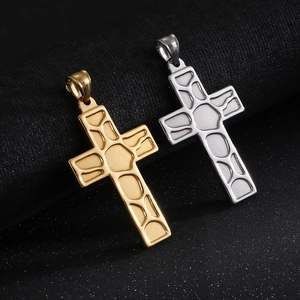 Fashionable stainless steel cross necklaces in gold and silver finish for men