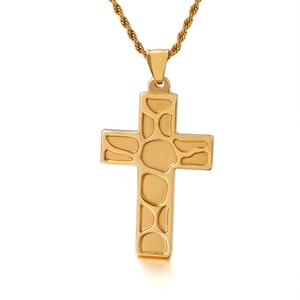 Stainless Steel Cross Pendant Geometric Textured Pattern Gothic Punk Style Fashion Men Jewelry Accessory