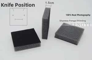 Detailed view of a 1.5cm thick dark grey foam insert with velvet coating and ring slits