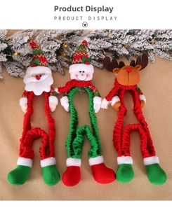 Three Christmas characters Santa Claus Snowman and Reindeer on elastic velvet ties