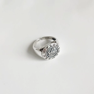 Vintage 925 sterling silver adjustable open ring featuring a retro Egyptian eye design