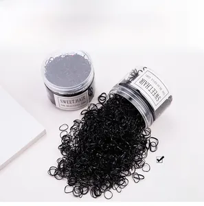 Détail de 2500 élastiques noirs en flacon transparent à haute élasticité pour filles