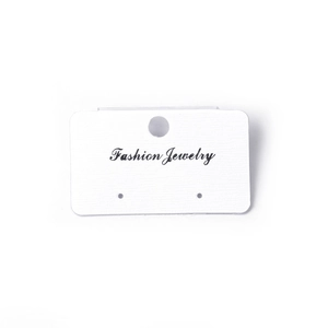 White PVC earring display cards with Fashion Jewelry text and pre-punched holes
