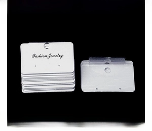White PVC jewelry display cards for earrings and studs with Fashion Jewelry print