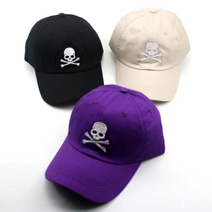 Baseball Cap Cotton Twill Adjustable Embroidered Skull Crossbones Streetwear For Men Women