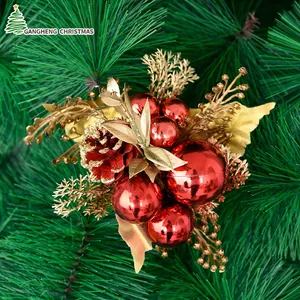 Christmas Decoration Picks Artificial Pinecone Glitter Berries Branch Festive Xmas Tree Decor DIY Floral Arrangements