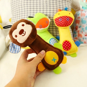 Durable plush squeaky pet toy set with monkey, frog and giraffe shapes for dogs