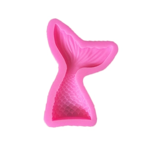 Detailed pink mermaid tail silicone mold for fondant cake decorating and DIY candles