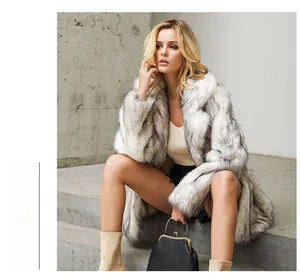 Detail of black and white faux fur coat texture with premium soft long hair fibers