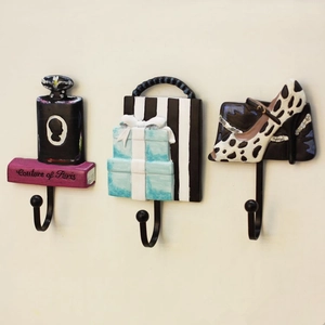 Ganci Da Parete Decorativi In Resina Stile Francese Boccetta Di Profumo Scarpa Con Tacco Alto Scatola Regalo Tema Moda