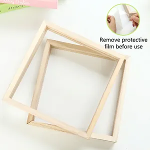 Solid wood DIY art frame with acrylic glass and protective film for kids painting