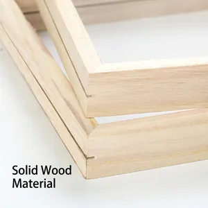 Solid wood DIY art frame for kids with natural grain and square corner joints