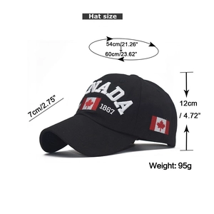 Detailansicht der Kanada Baseballkappe mit verstellbarem Kopfumfang von 54-60 cm