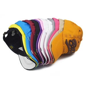 Distressed cotton baseball caps with 3D embroidery in multiple vibrant color options