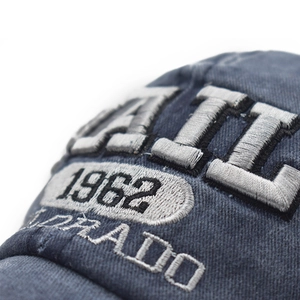 Distressed cotton baseball cap with vintage 1962 embroidery and Cali Colorado text