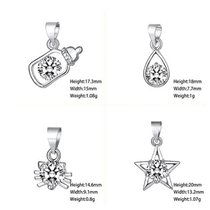 Geometric heart cubic zirconia pendant necklaces with detailed S925 dimensions and weight