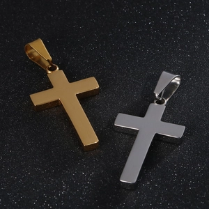 Pendentifs en forme de croix en acier inoxydable poli, finitions or et argent pour hommes