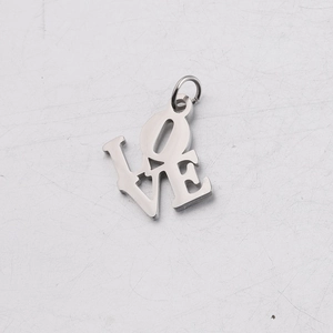 Polished silver LOVE hollow charm pendant for DIY jewelry making accessories
