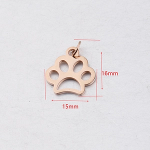 Pendentif patte de chien en acier inoxydable or rose 15x16mm pour la création de bijoux